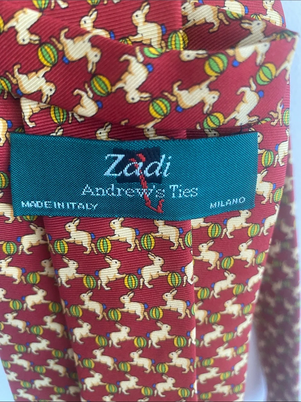 Zadi Andrew’s Silk Tie Made in italy Rabbit Hare & Ball